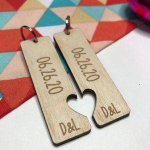 Custom Couple Keychains Anniversary Date Handmade